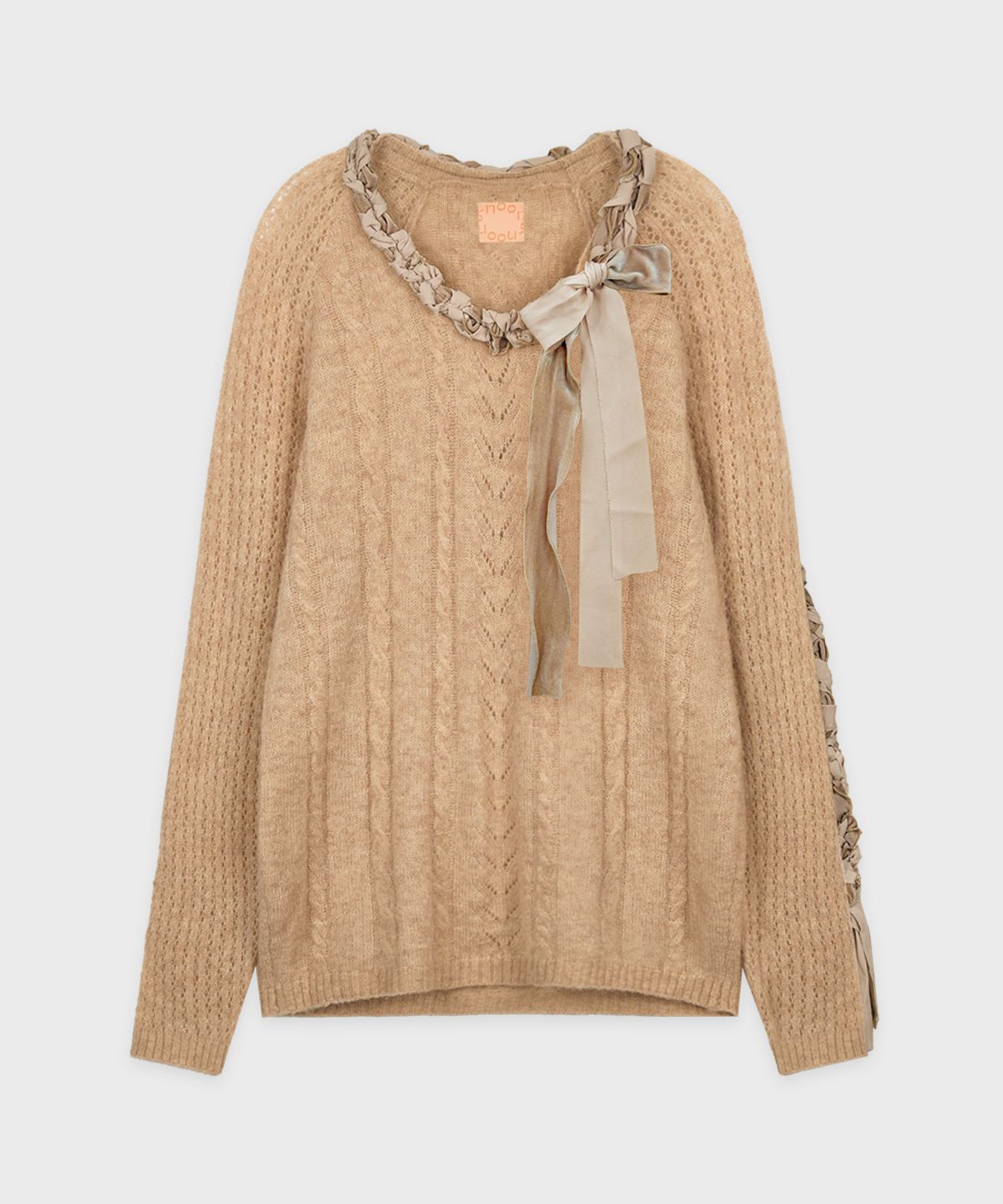 시눈(SINOON) Lace-Up Ribbon Knit (Beige)