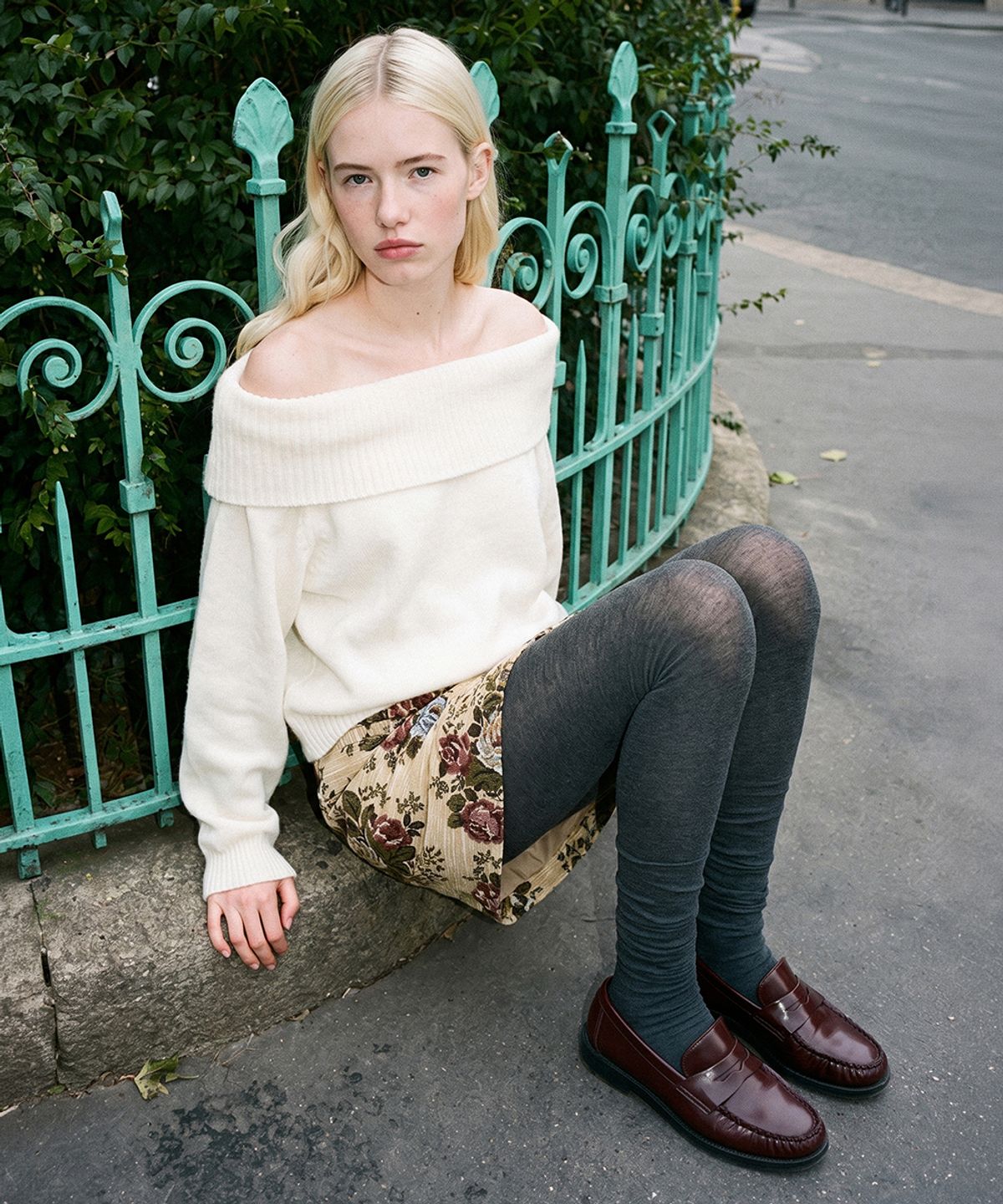 시눈(SINOON) Sheer Off-Shoulder Knit (Ivory)