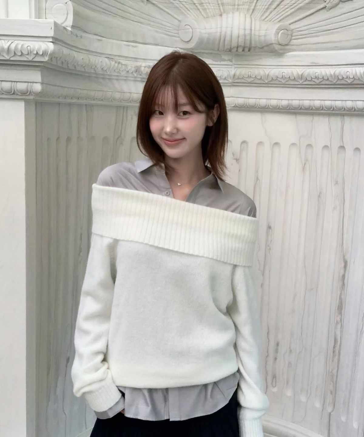 시눈(SINOON) Sheer Off-Shoulder Knit (Ivory)