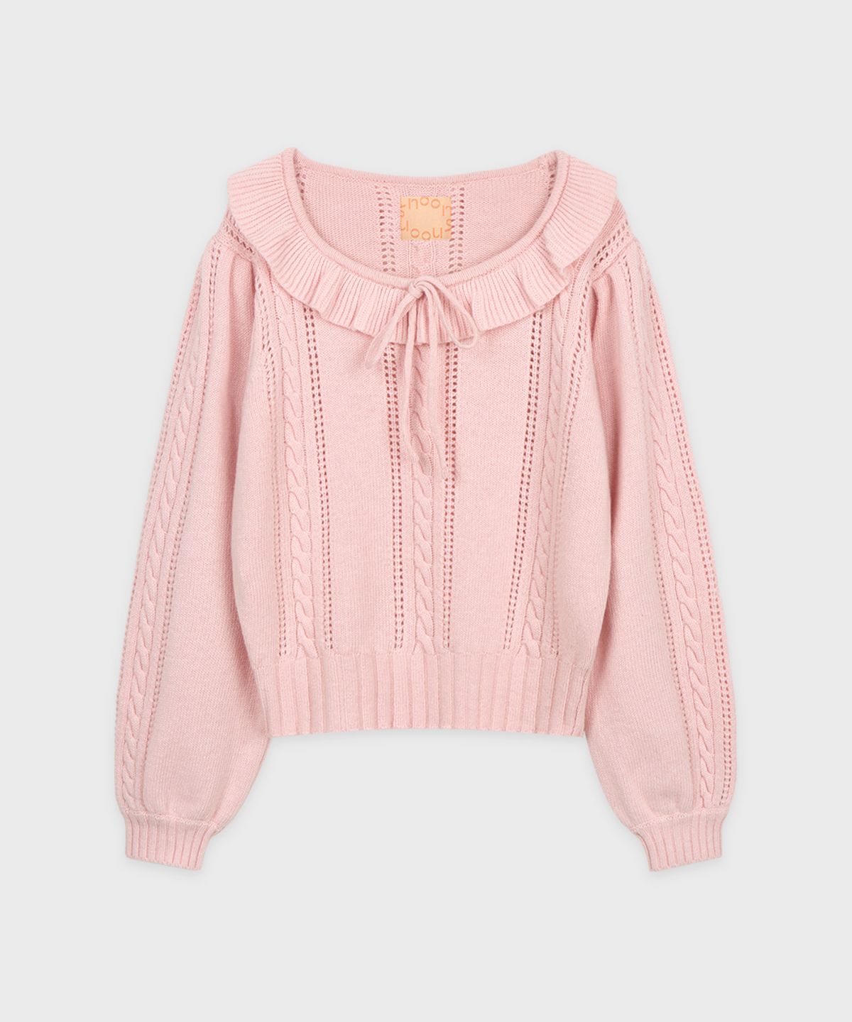 시눈(SINOON) Ruffle Cable Knit Pullover (Pink)