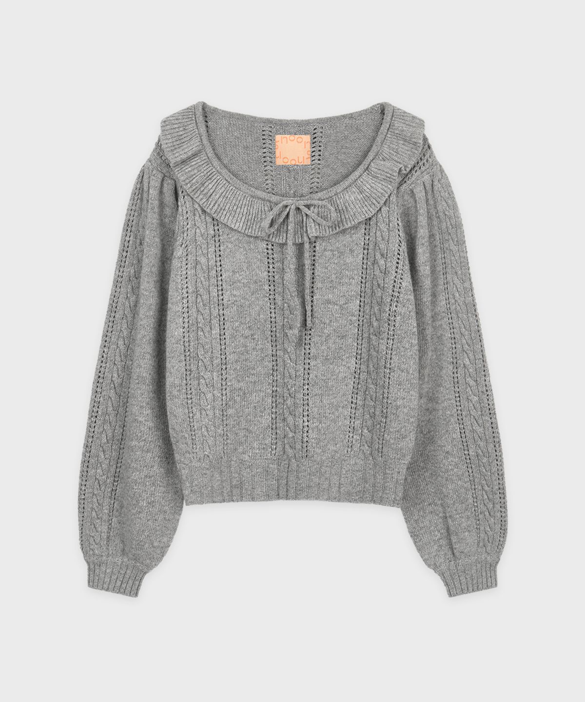 시눈(SINOON) Ruffle Cable Knit Pullover (Melange Grey)
