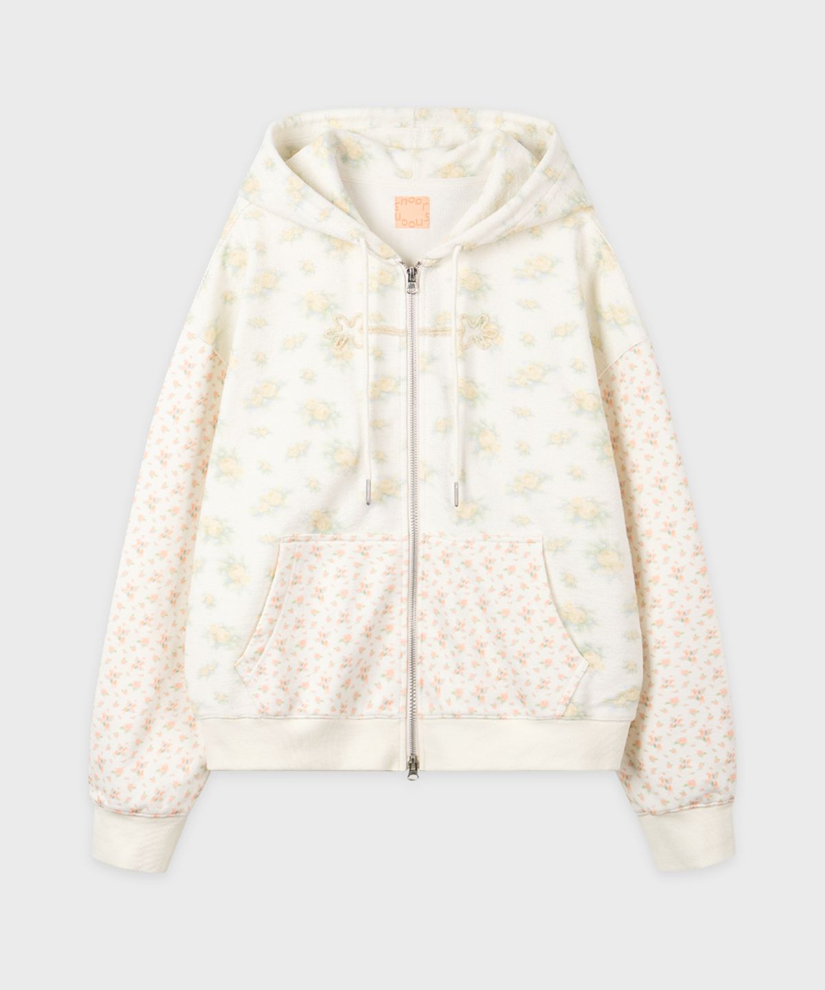 시눈(SINOON) Double Floral Artwork Hood Zip-Up (Yellow)