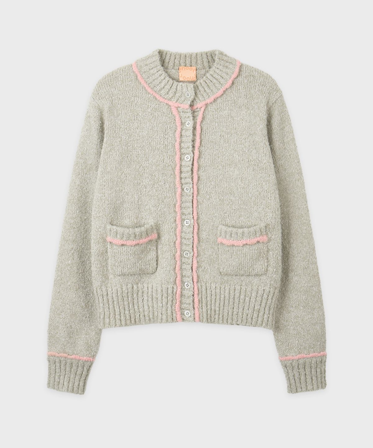 시눈(SINOON) Color Point Pompom Cardigan (Greyish Green)
