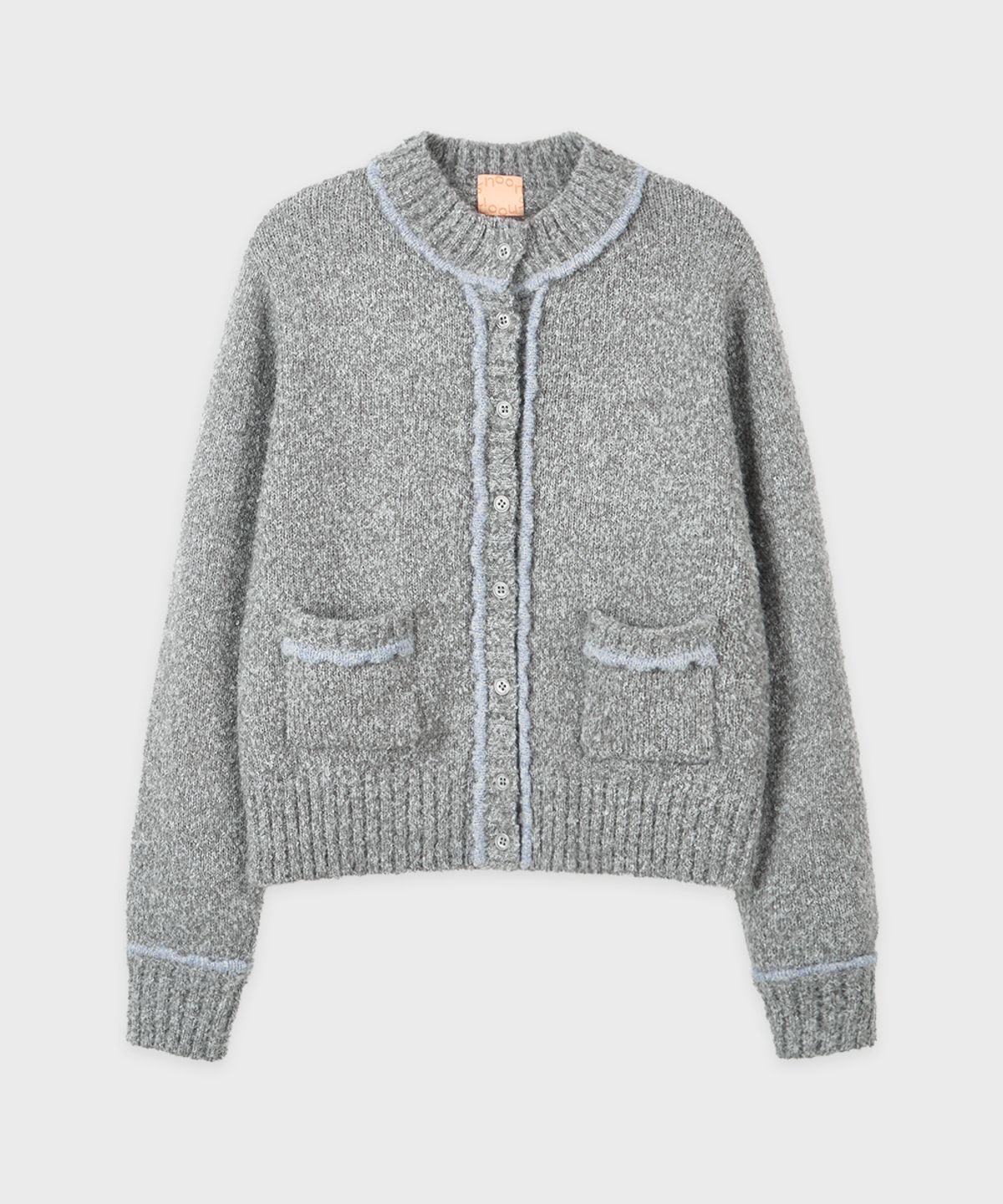시눈(SINOON) Color Point Pompom Cardigan (Deep Grey)