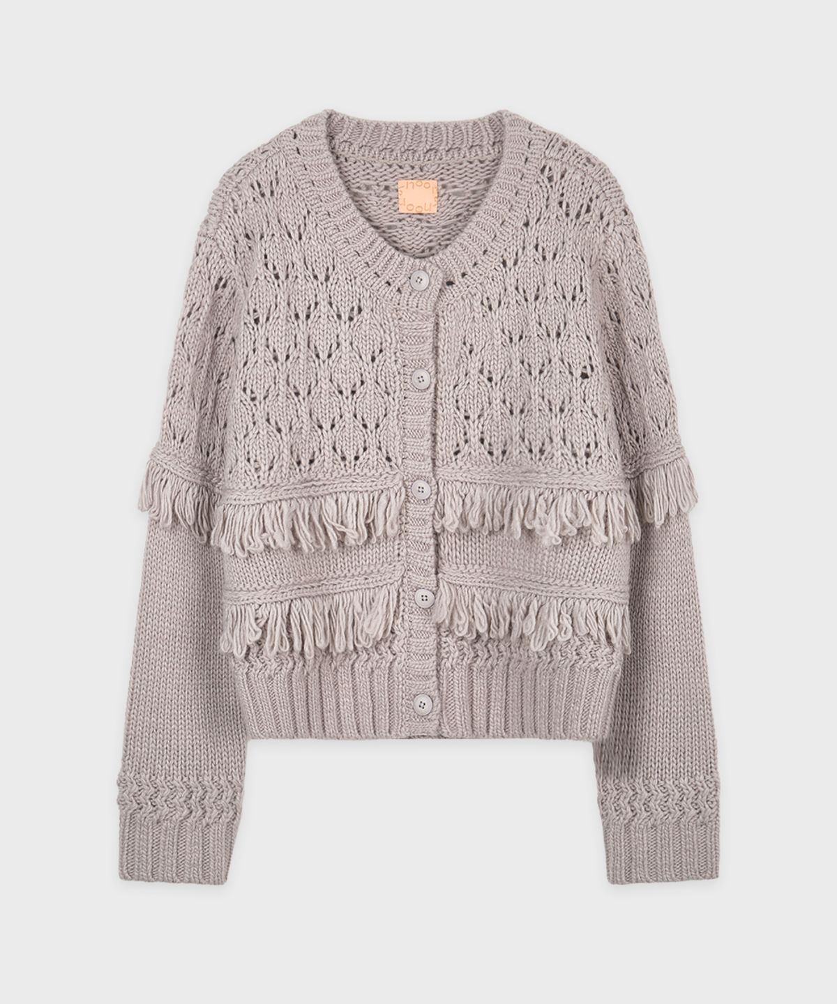 시눈(SINOON) Fringe Knit Cardigan (Grey)