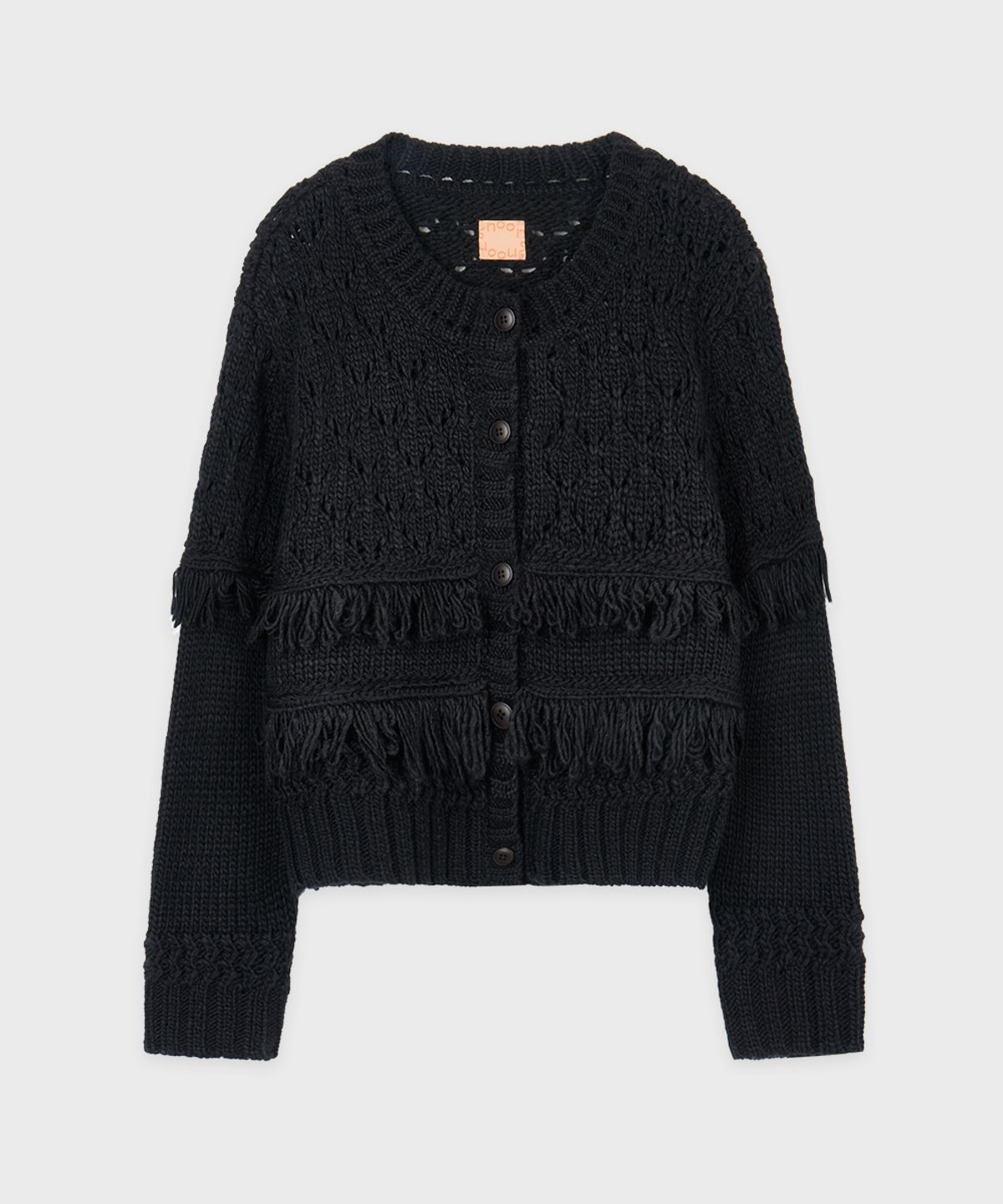 시눈(SINOON) Fringe Knit Cardigan (Black)