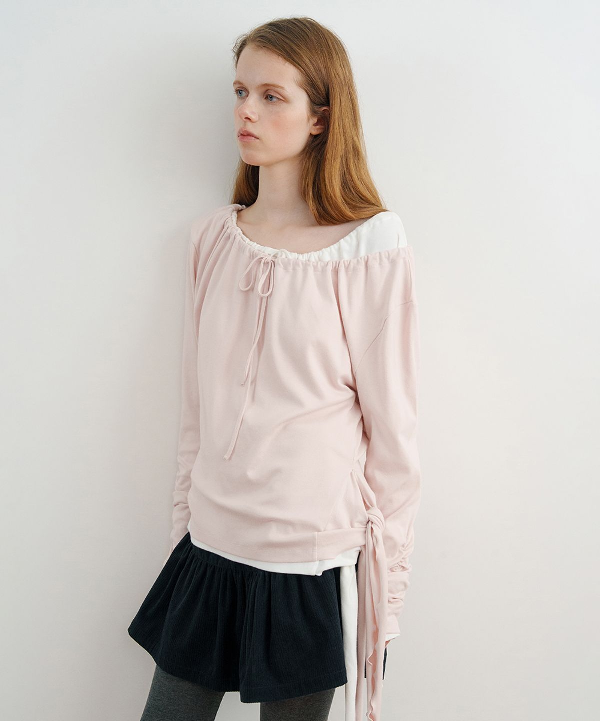 시눈(SINOON) Side Tie T-Shirt (Pink)
