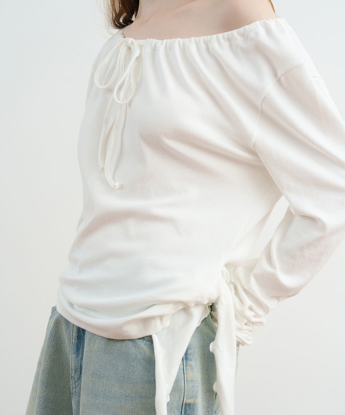 시눈(SINOON) Side Tie T-Shirt (Ivory)