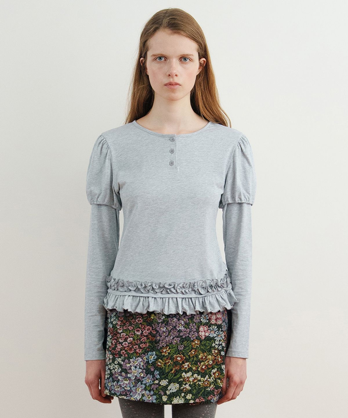 시눈(SINOON) Balloon Puff Layered Sleeve (Melange Grey)