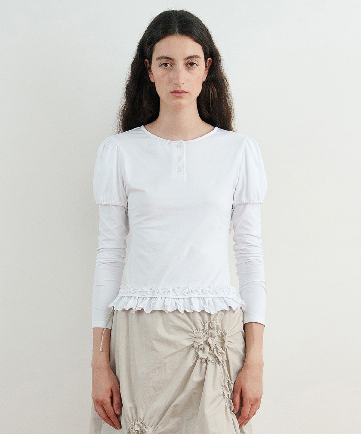 시눈(SINOON) Balloon Puff Layered Sleeve (Ivory)