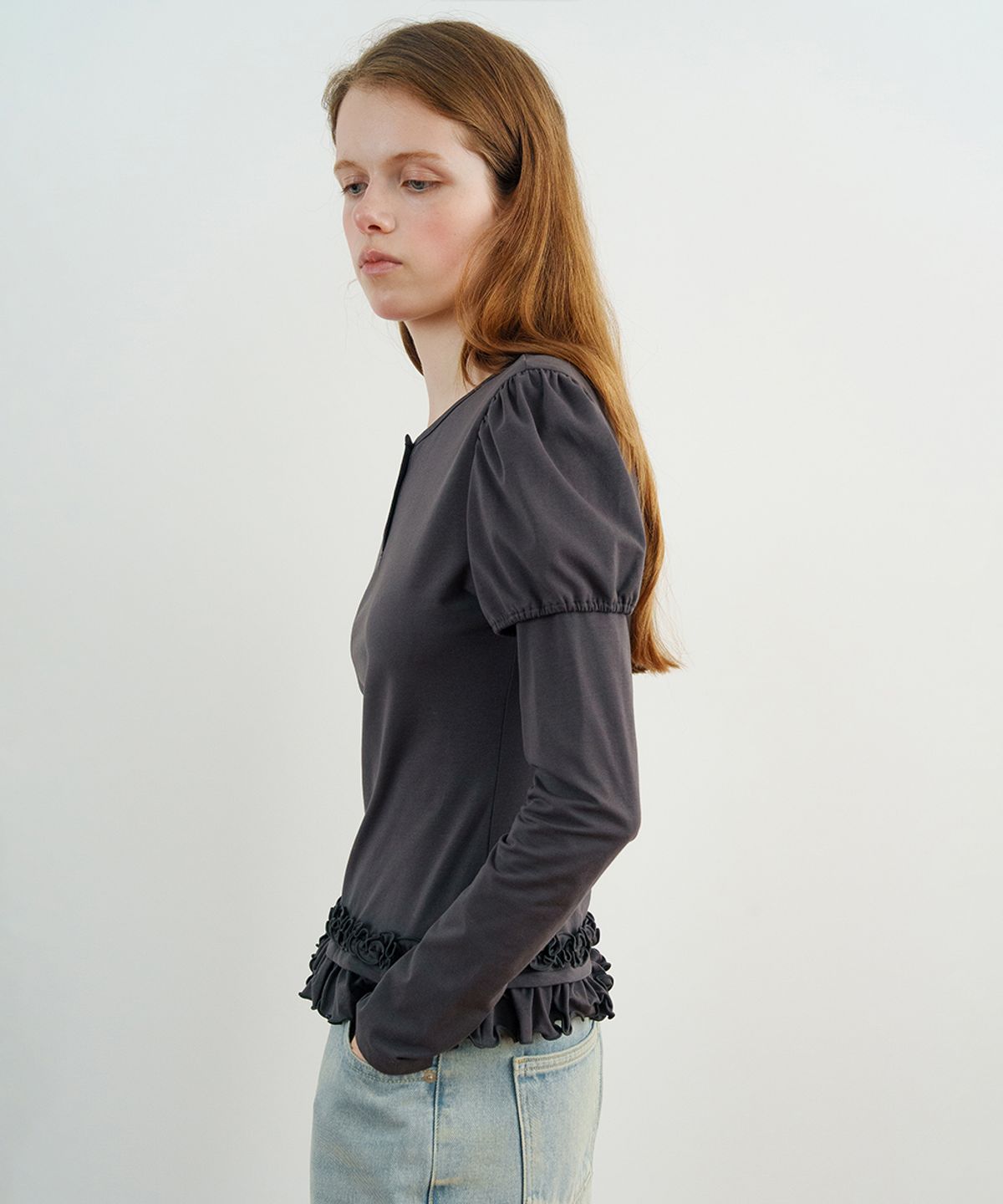 시눈(SINOON) Balloon Puff Layered Sleeve (Charcoal)