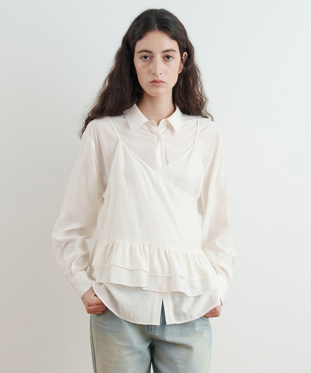 시눈(SINOON) Sheer Loose Shirt (Ivory)