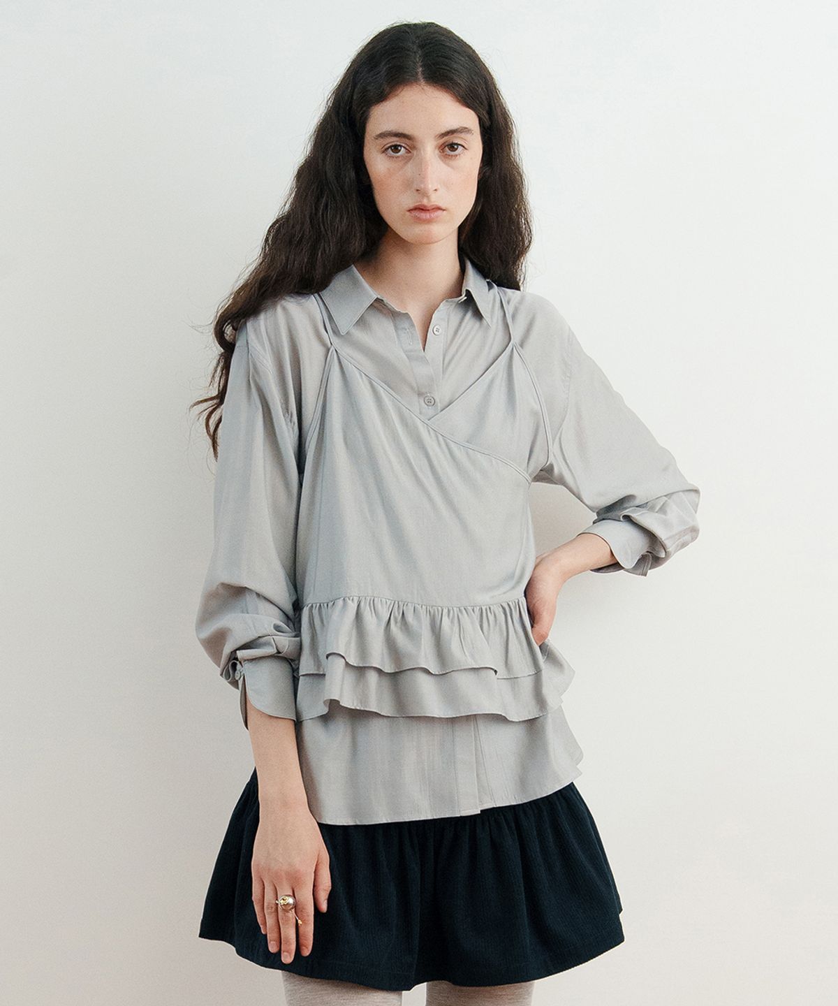 시눈(SINOON) Sheer Wrap Sleeveless (Light Grey)