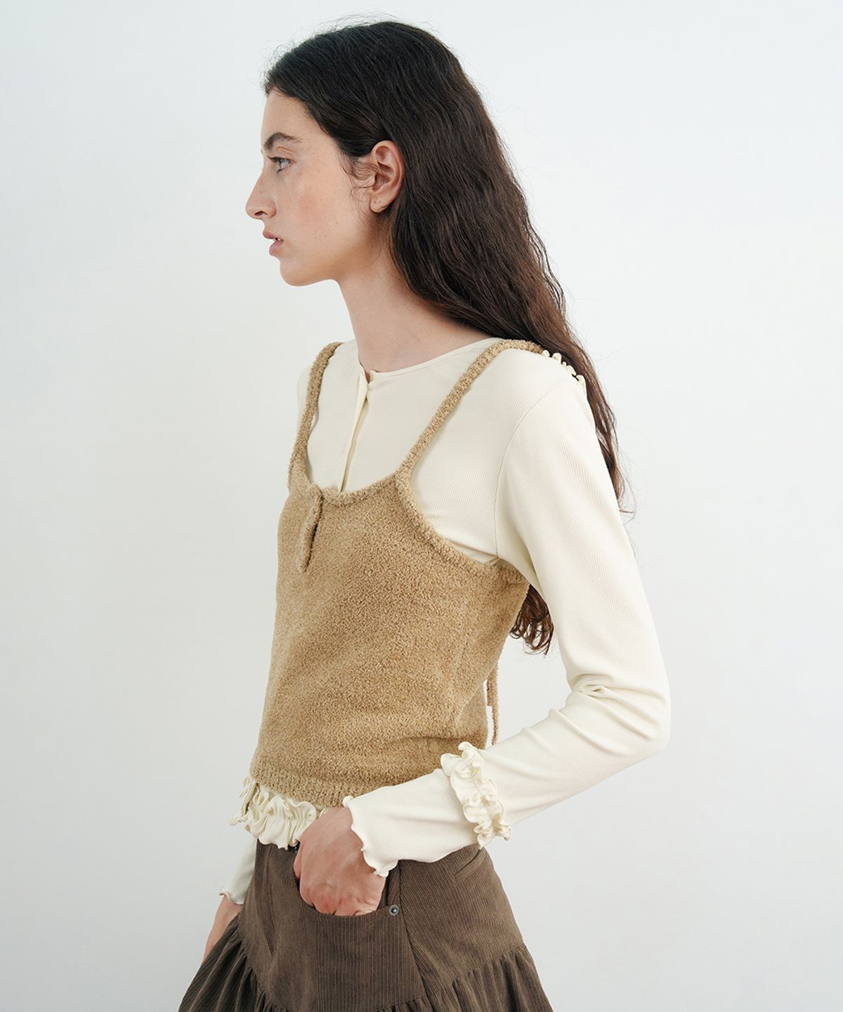 시눈(SINOON) Glow Knit Bustier (Brown)
