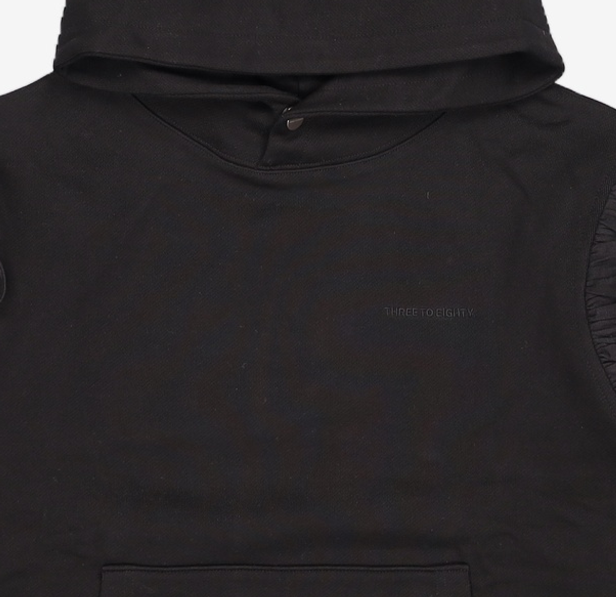 쓰리투에이티(THREE TO EIGHTY) RUFFLED SWEAT HOODIE (BLACK) OS