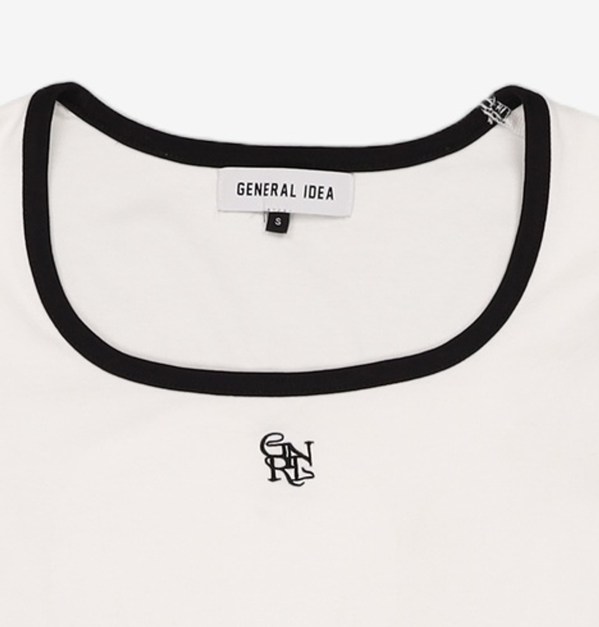 제너럴 아이디어(GENERAL IDEA) GNRL 스퀘어 배색 롱 슬리브 티 [WHITE] / WBD4L01535 S