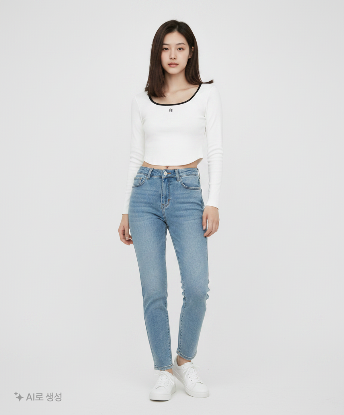 제너럴 아이디어(GENERAL IDEA) GNRL 스퀘어 배색 롱 슬리브 티 [WHITE] / WBD4L01535 S