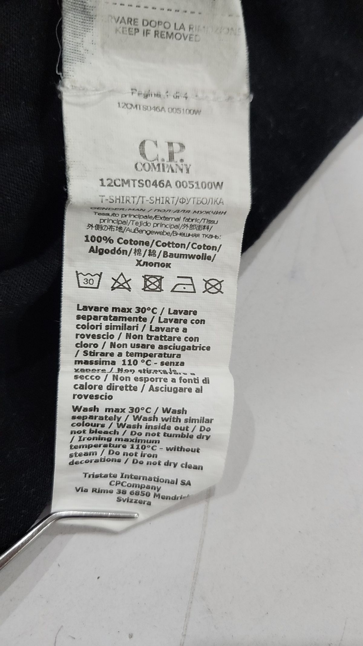 씨피 컴퍼니(CP Company) 남성 저지 스몰 로고 반소매 티셔츠 - 네이비 / 12CMTS046A005100W888 XXL