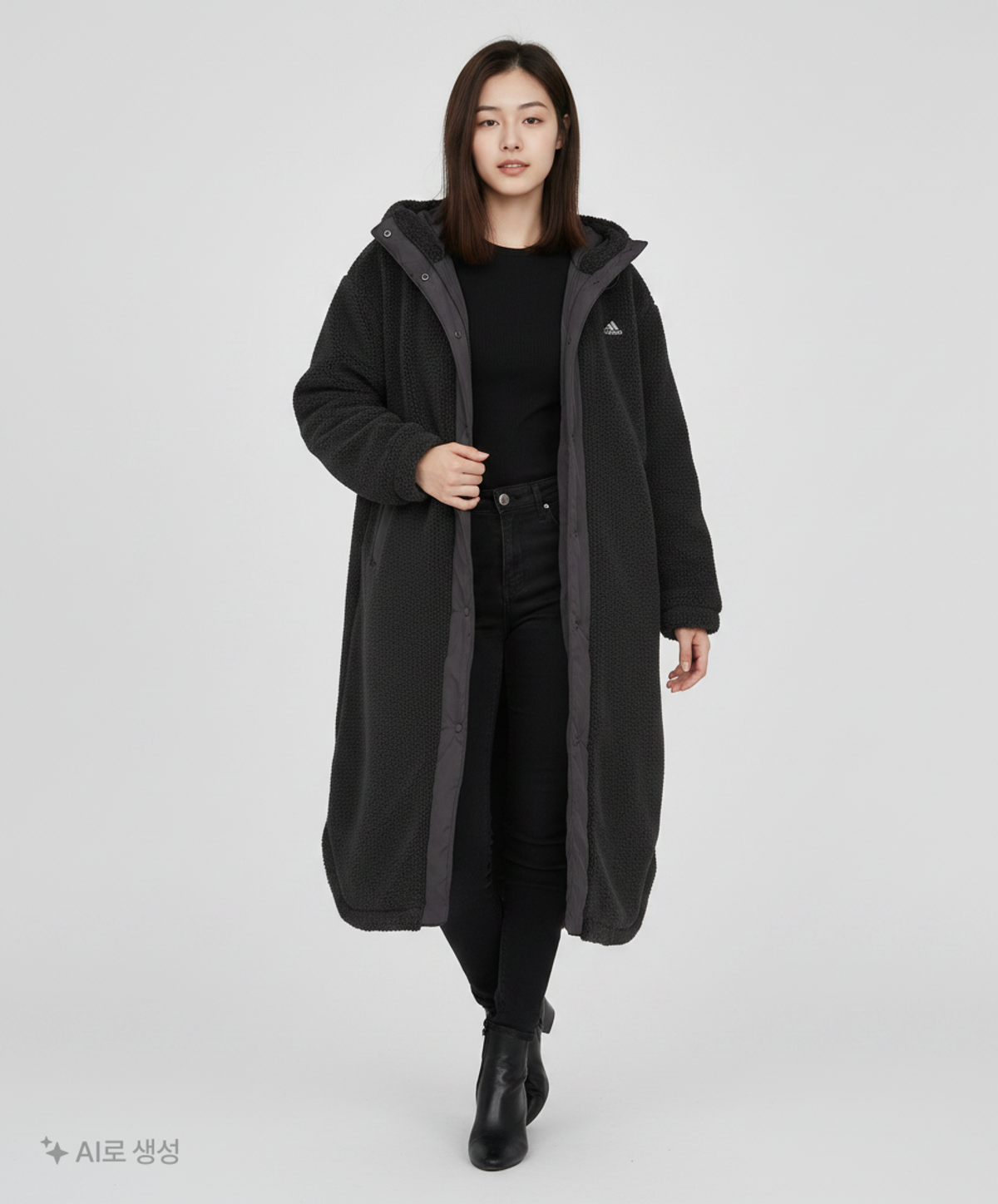 아디다스(ADIDAS) PRSVE 보아 롱 후드 코트 - 블랙 / HM2774 M