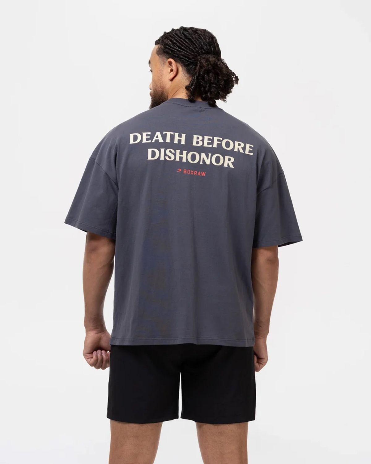 복스로(BOXRAW) Death Before Dishonor 오버사이즈 티셔츠 BXRW-BLOT [차콜]