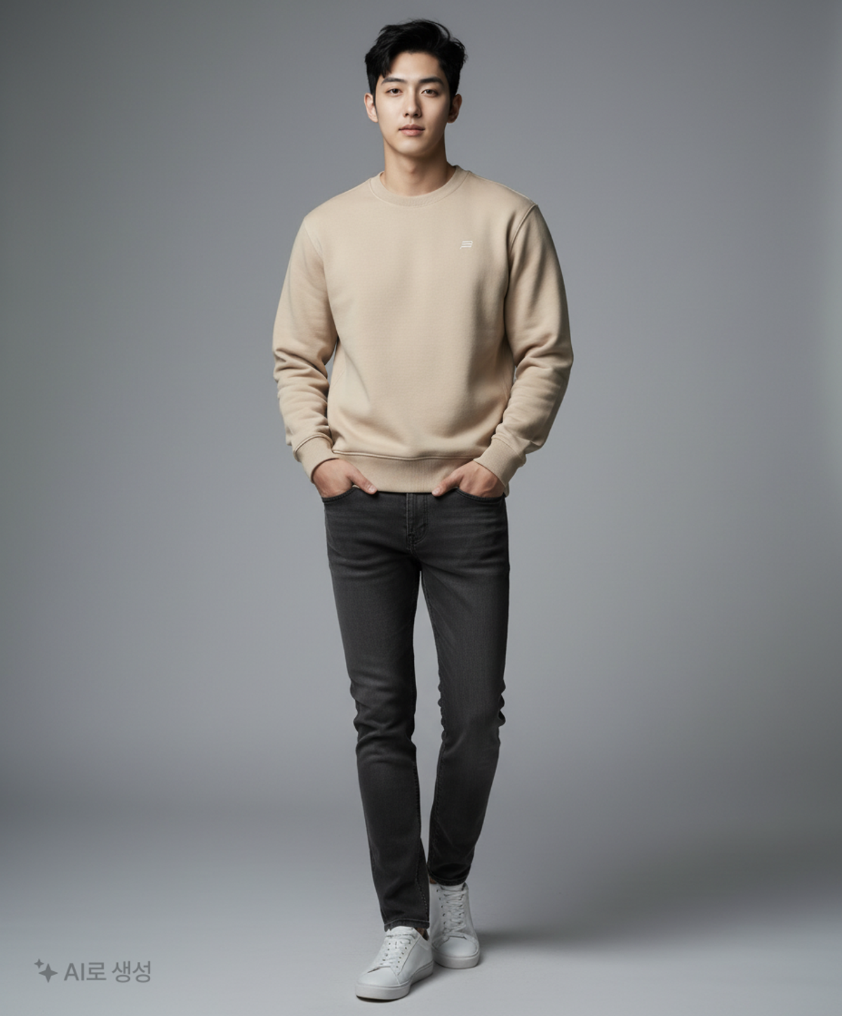 빈폴 스포츠(BEANPOLE SPORT) Unisex 베이지 베이직 로고 맨투맨 (BO9841J02A) 105