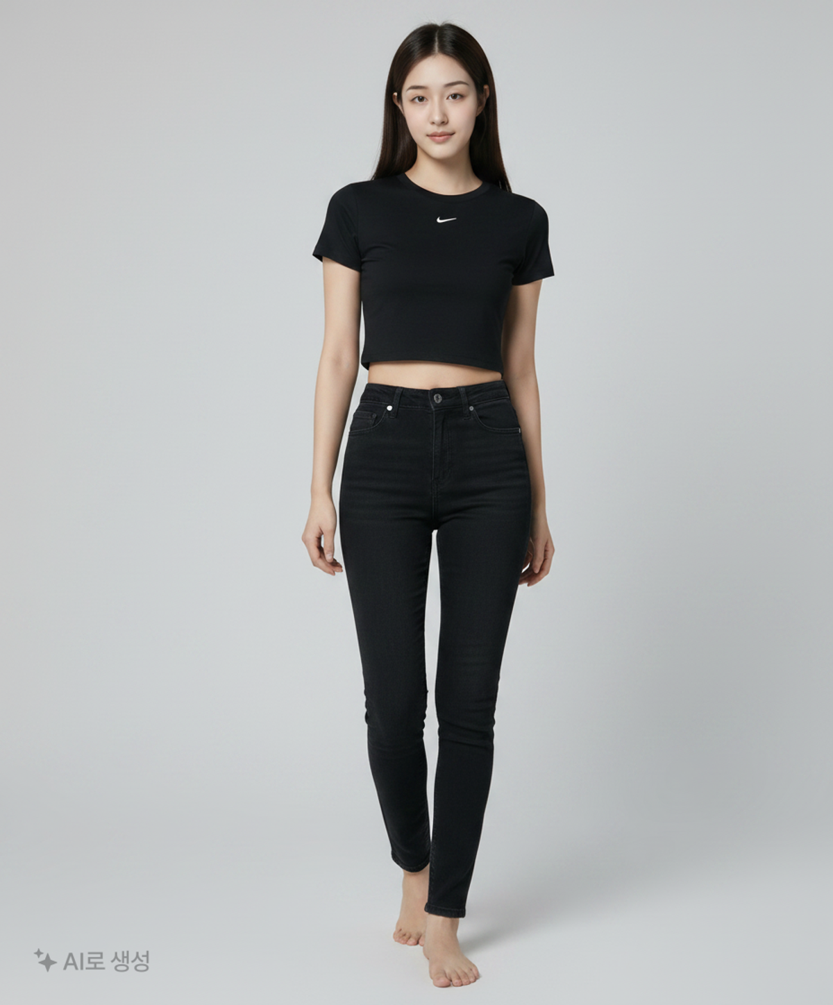 나이키(NIKE) 스포츠웨어 에센셜 슬림 핏 크롭 티셔츠 W - 블랙:화이트 / FB2874-010 80