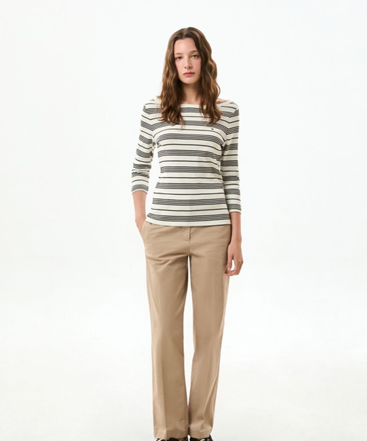 타미힐피거(TOMMY HILFIGER) 보트넥 7부 티셔츠 (T22G7TTO057WT30FJ)