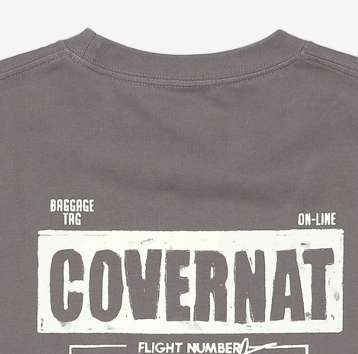 커버낫(COVERNAT) 수피마 배기지택 그래픽 티셔츠 Charcoal XL