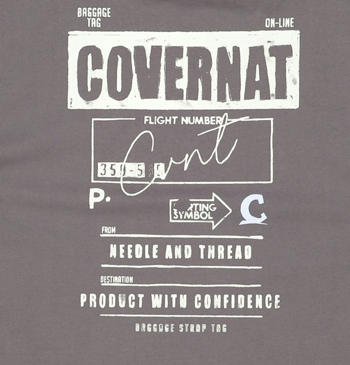커버낫(COVERNAT) 수피마 배기지택 그래픽 티셔츠 Charcoal XL