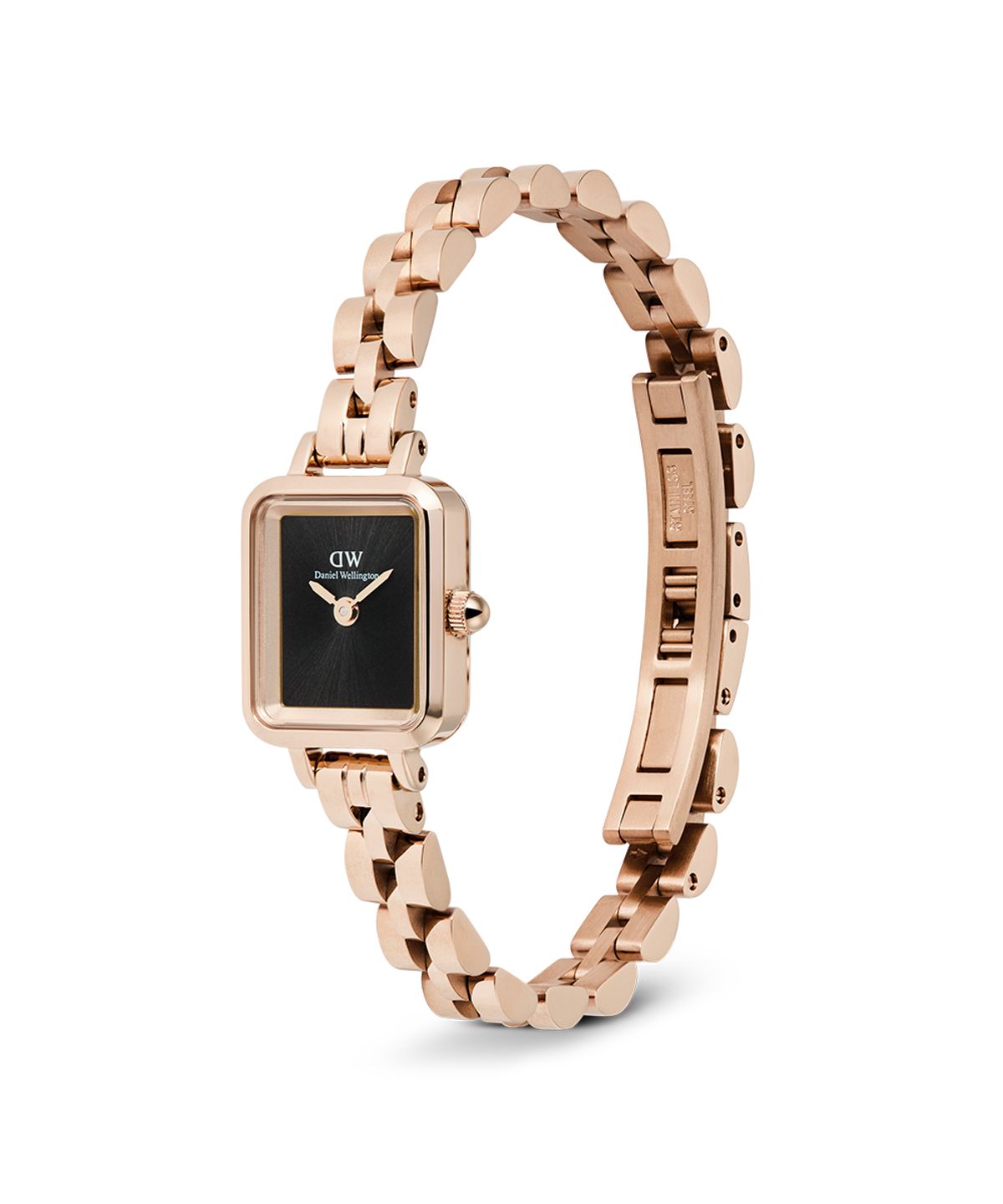 다니엘 웰링턴(DANIEL WELLINGTON) QUADRO MINI ARCH 3-LINK 오닉스 로즈골드 스퀘어 메탈시계