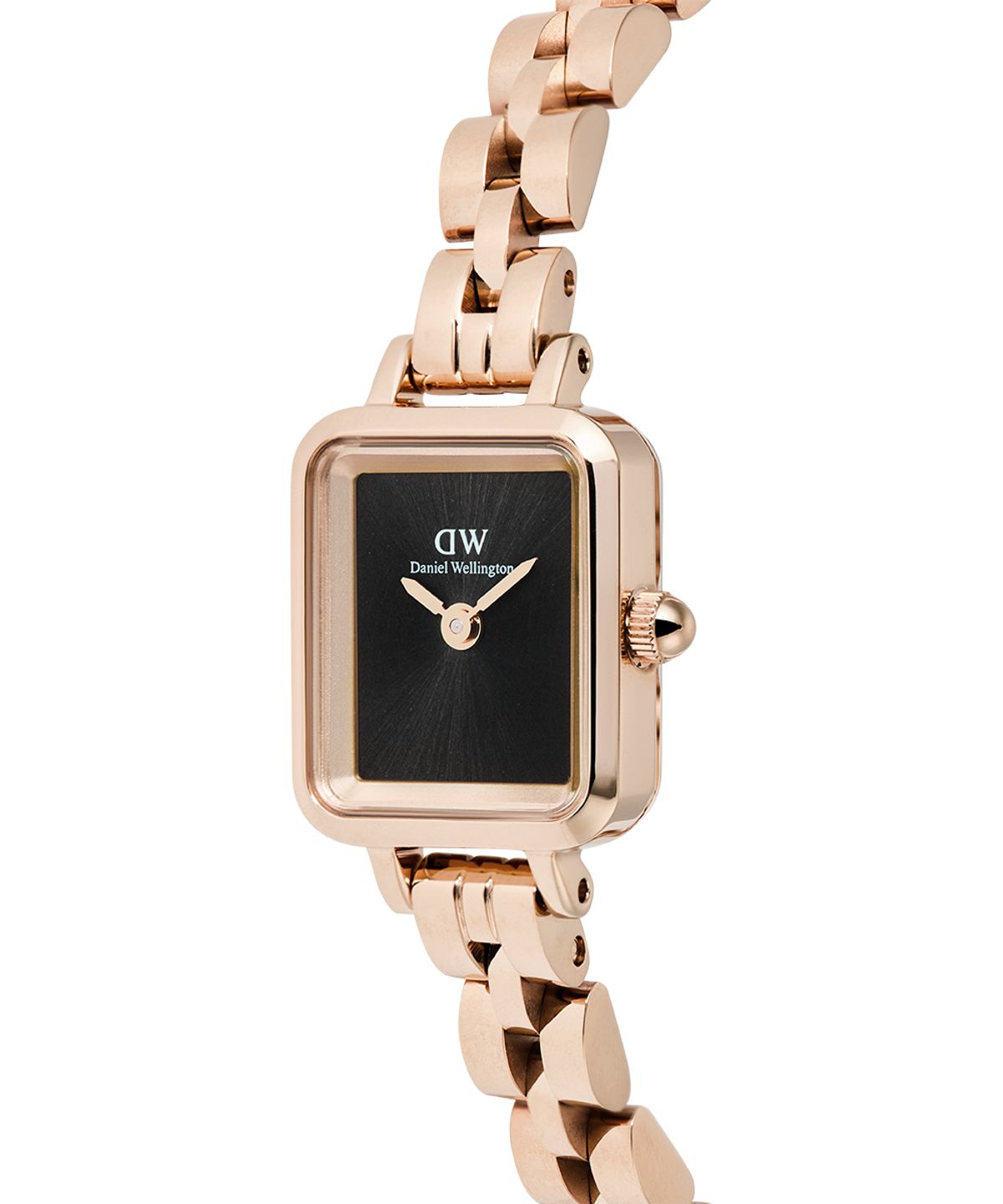 다니엘 웰링턴(DANIEL WELLINGTON) QUADRO MINI ARCH 3-LINK 오닉스 로즈골드 스퀘어 메탈시계