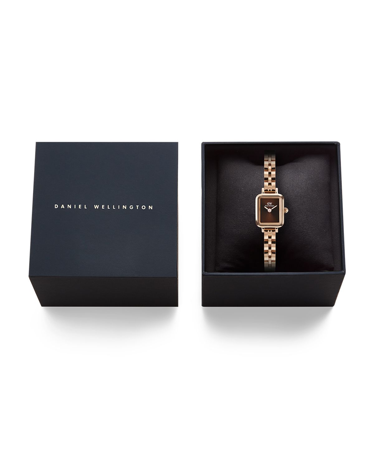 다니엘 웰링턴(DANIEL WELLINGTON) QUADRO MINI ARCH 3-LINK 브라운 사각 미니멀 여자시계