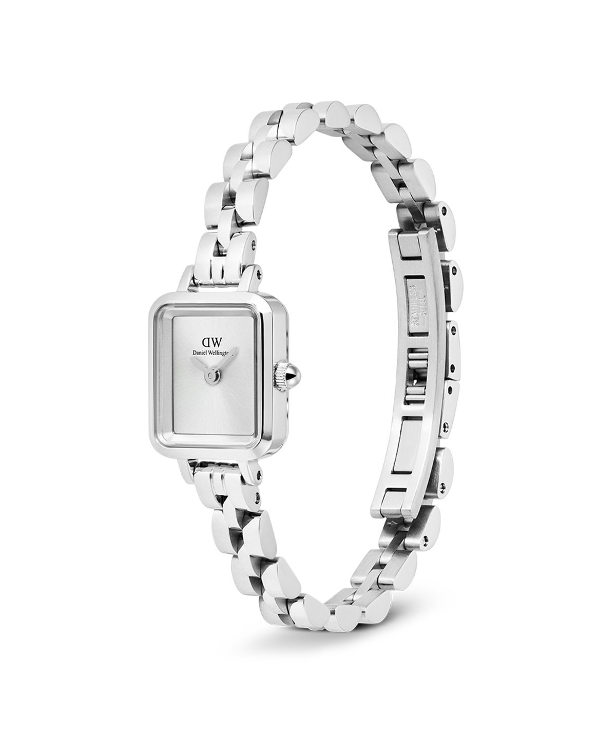 다니엘 웰링턴(DANIEL WELLINGTON) QUADRO MINI ARCH 3-LINK 메탈 실버 여자 데일리 패션시계