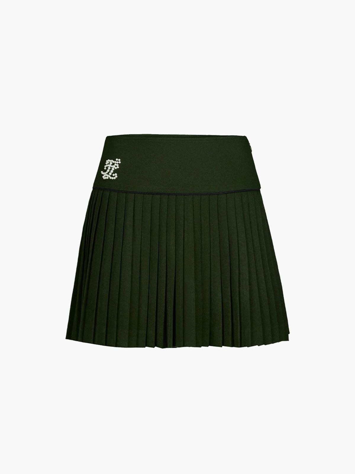 페어라이어 골프(FAIRLIAR GOLF) 진주 플레어 플리츠 스커트 (카키)