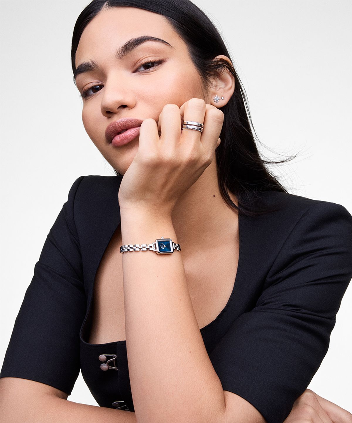 다니엘 웰링턴(DANIEL WELLINGTON) QUADRO MINI ARCH 3-LINK 청판 클래식 메탈 여성 손목시계