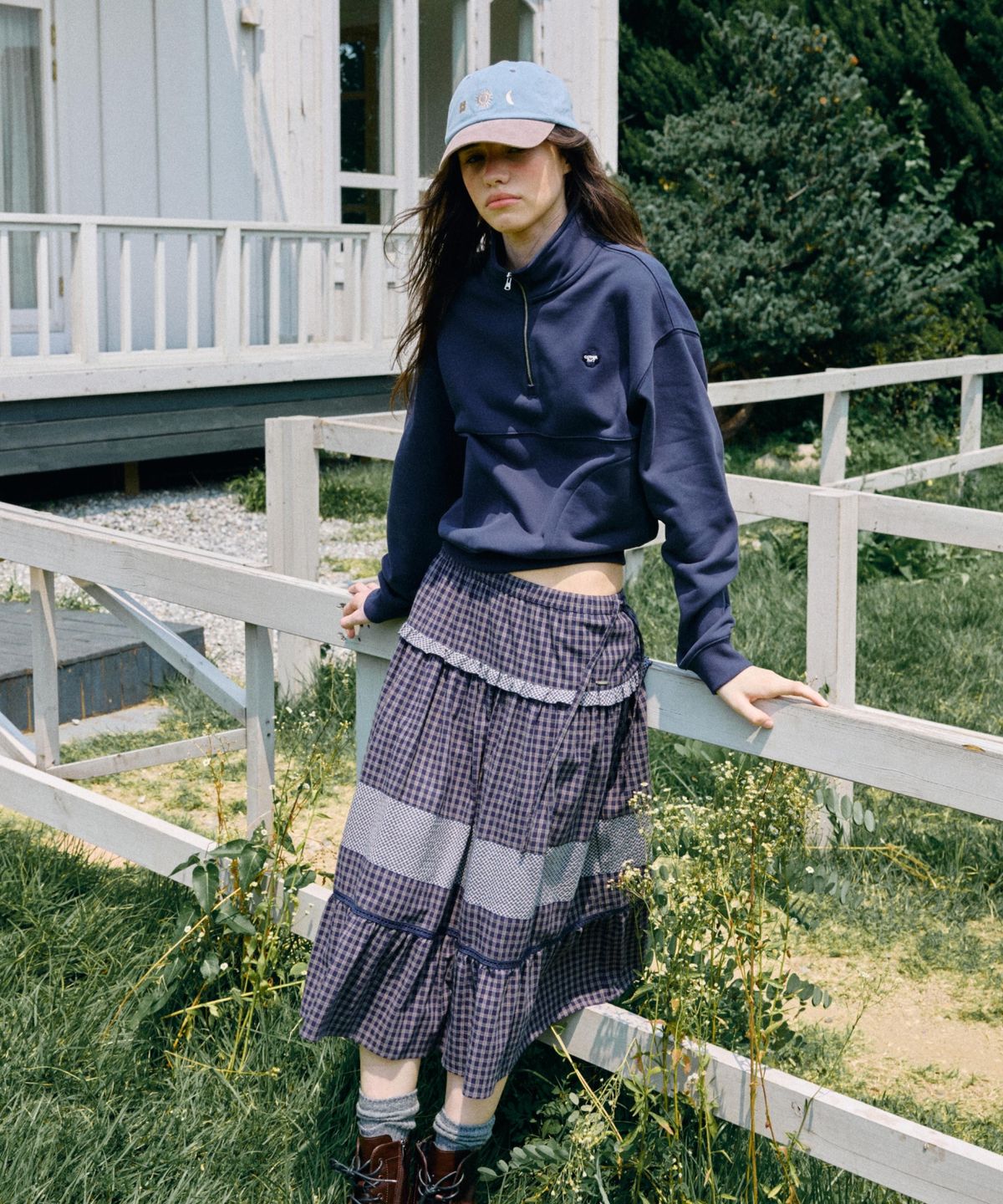 커버낫 우먼(COVERNAT WOMAN) 우먼 게더 스커트 네이비