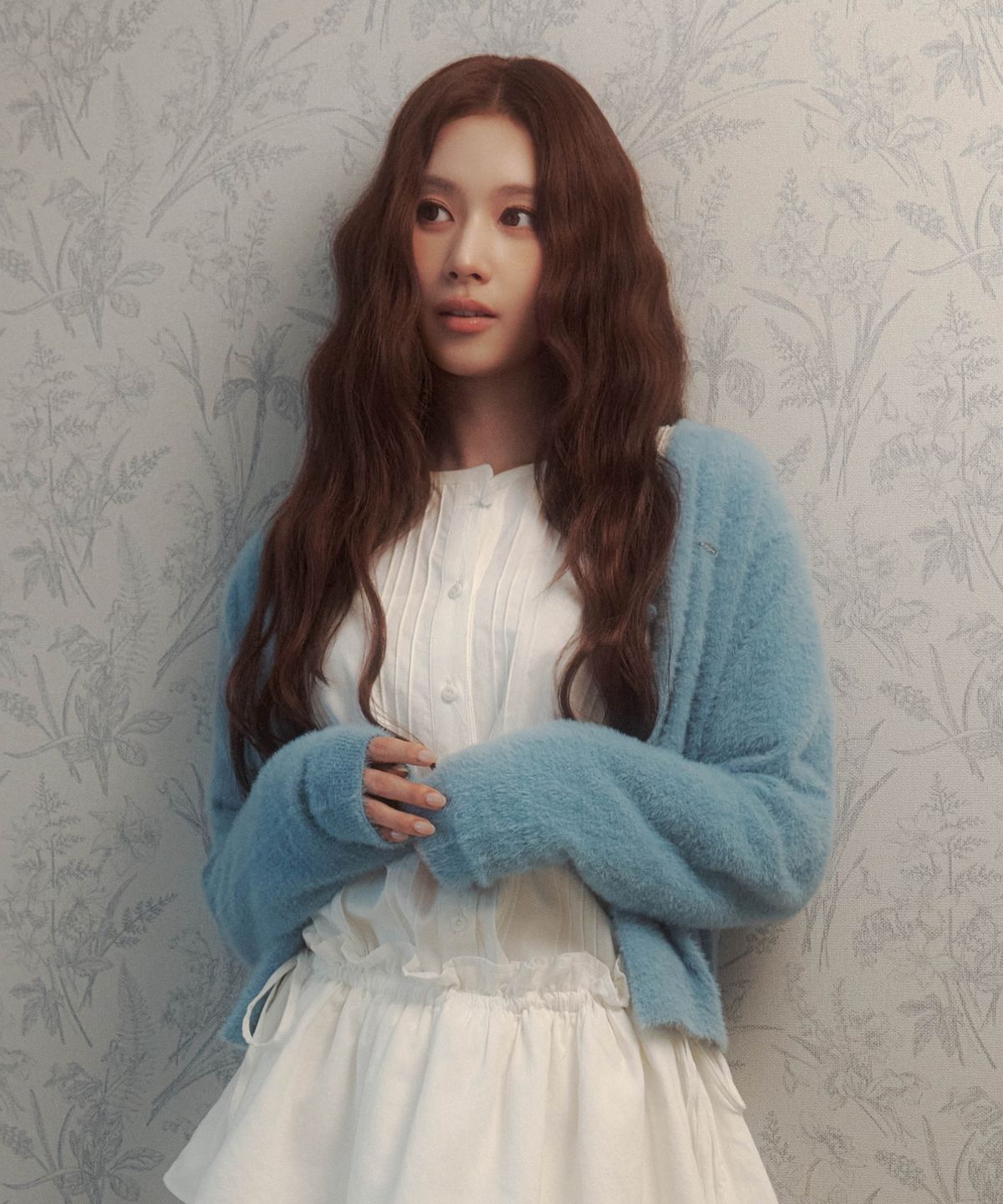 커버낫 우먼(COVERNAT WOMAN) 우먼 브이넥 헤어리 가디건 블루