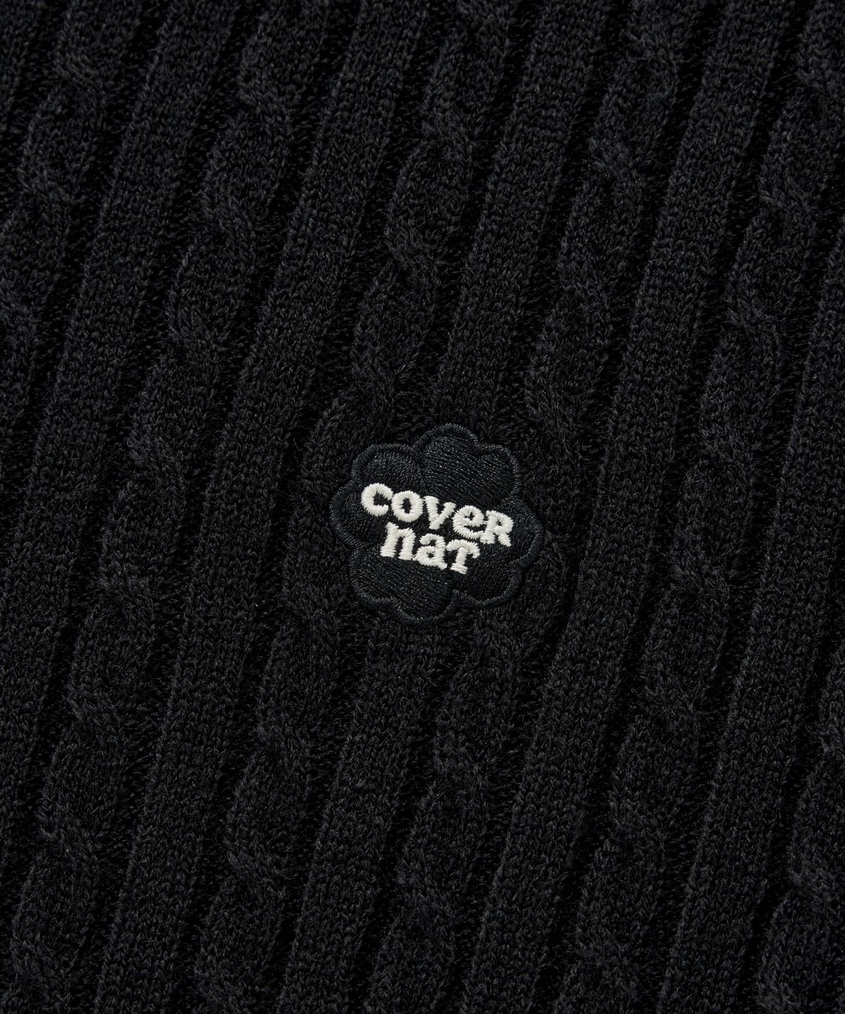 커버낫 우먼(COVERNAT WOMAN) 우먼 클로버하트 케이블 가디건 블랙