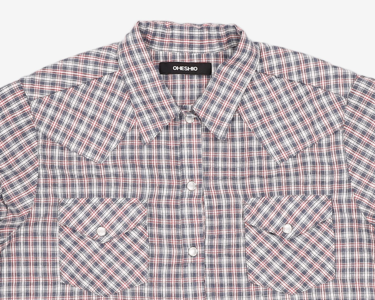 오헤시오(OHESHIO) LAYERED WESTERN CHECK SHIRT, NAVY FREE