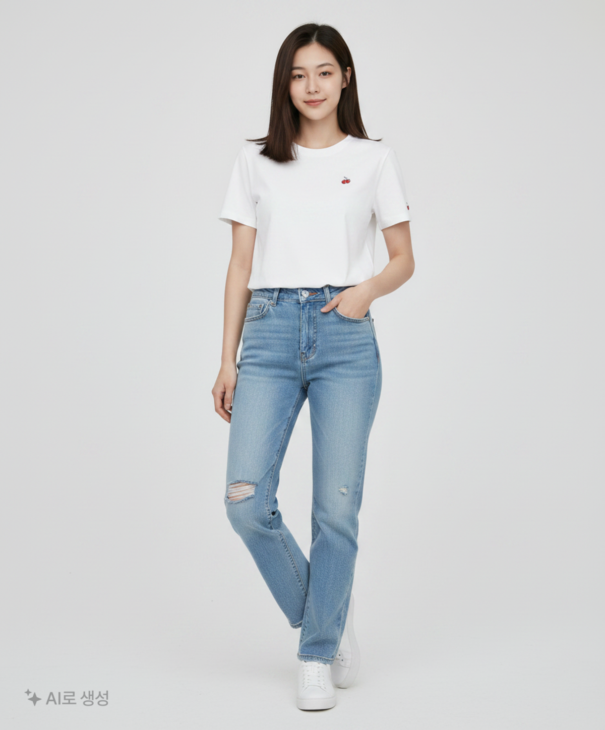 키르시(KIRSH) 스몰 체리 스탠다드 티셔츠 투팩 [화이트 / 블랙] S