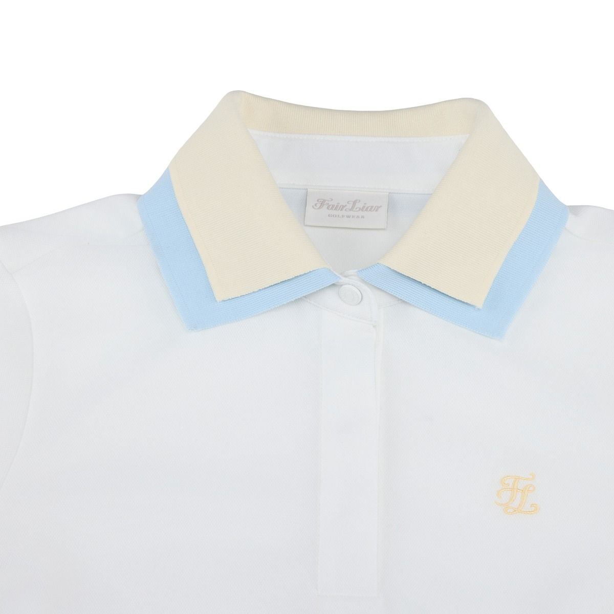 페어라이어 골프(FAIRLIAR GOLF) 이중 배색 카라 긴팔 티셔츠 (아이보리)