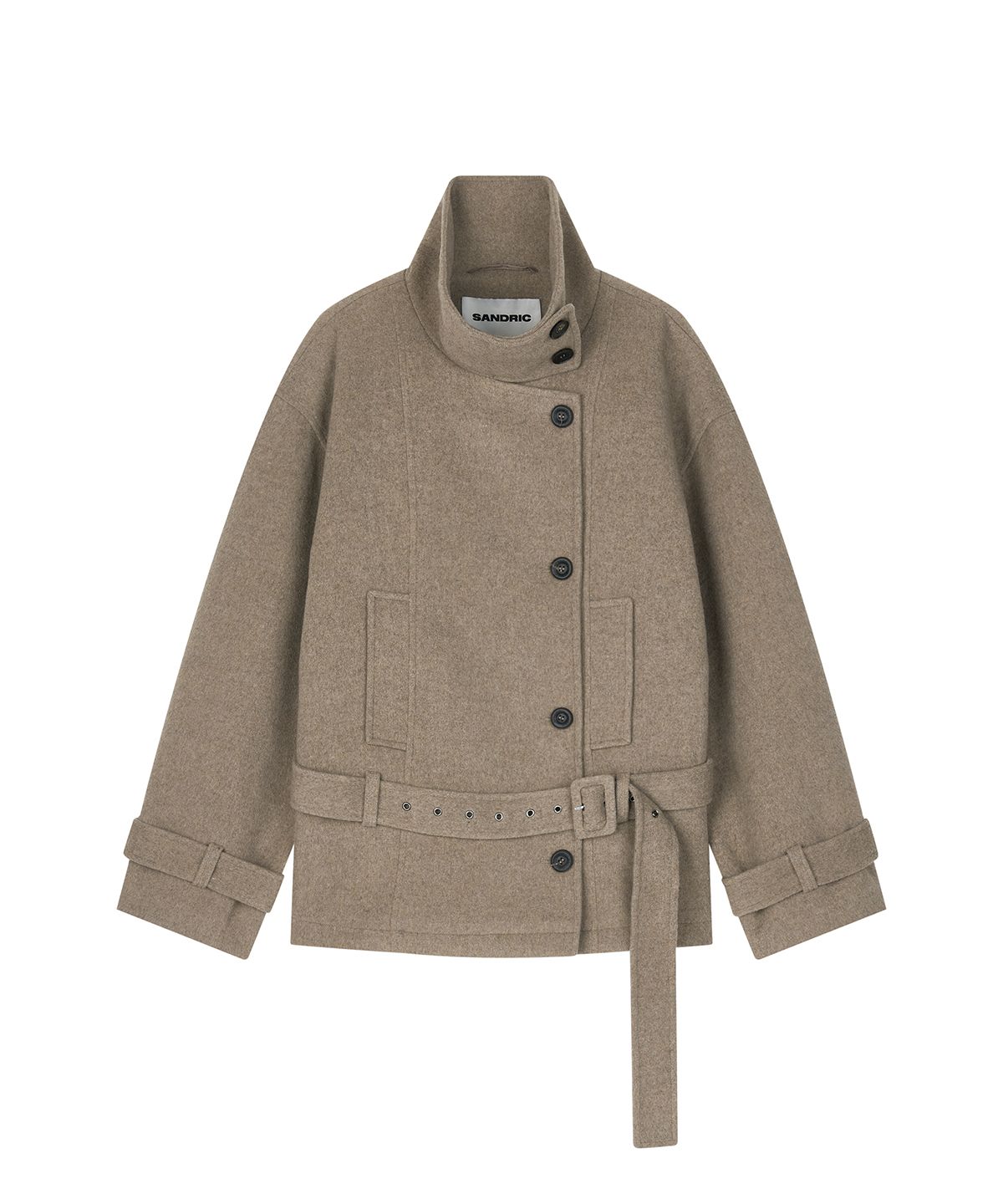 샌드릭(SANDRIC) High Neck Wool Jacket_Beige