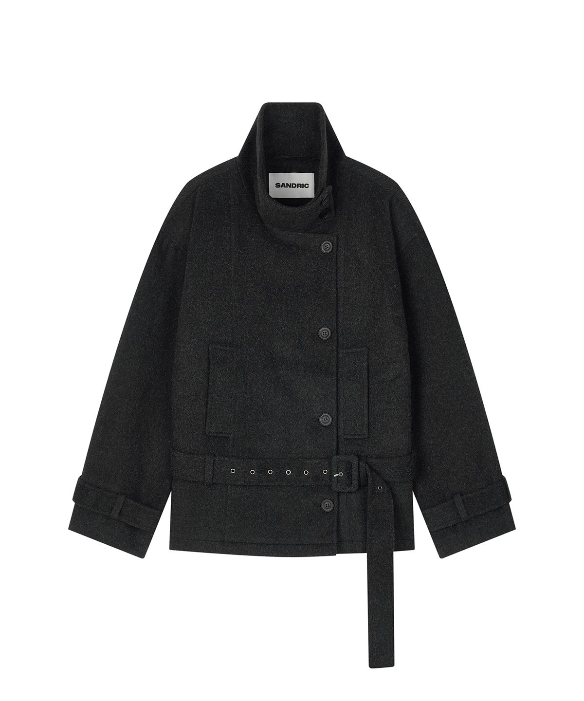 샌드릭(SANDRIC) High Neck Wool Jacket_Charcoal