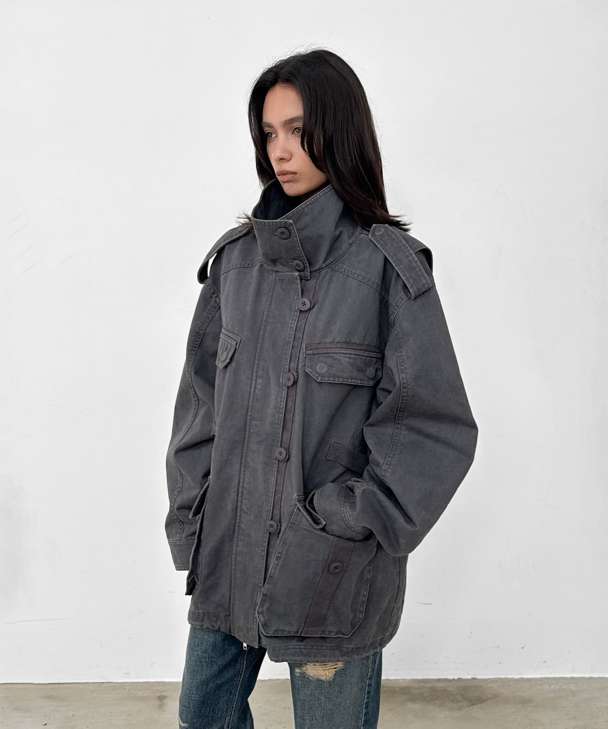 샌드릭(SANDRIC) Vintage Field Jacket_Charcoal