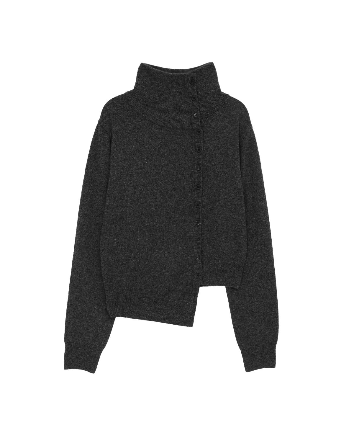 샌드릭(SANDRIC) High Neck Cardigan_Charcoal