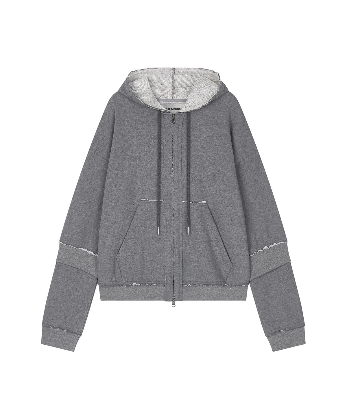 샌드릭(SANDRIC) Layered Hood Zip Up_Melange Charcoal