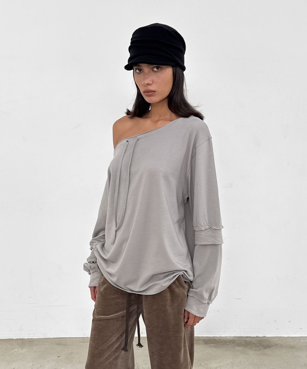 샌드릭(SANDRIC) Overfit Drawstring Tee_Beige