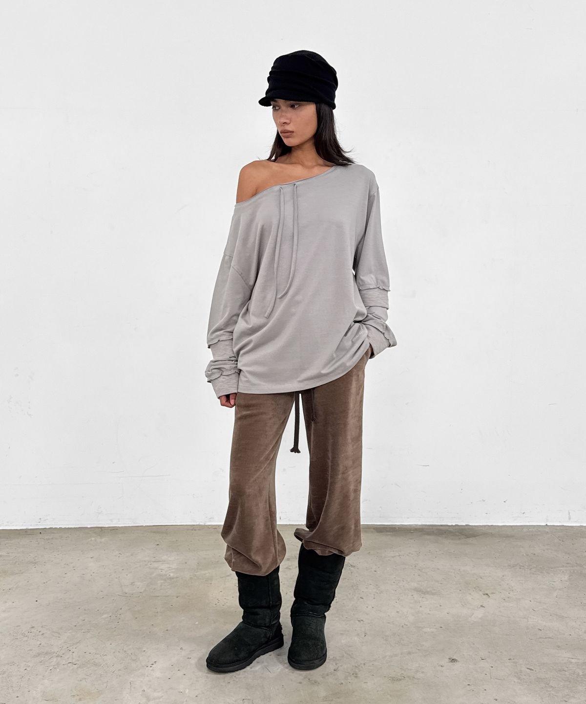 샌드릭(SANDRIC) Overfit Drawstring Tee_Beige