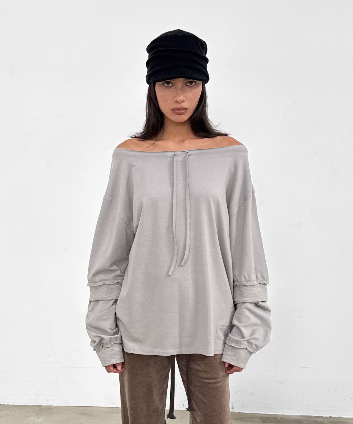 샌드릭(SANDRIC) Overfit Drawstring Tee_Beige