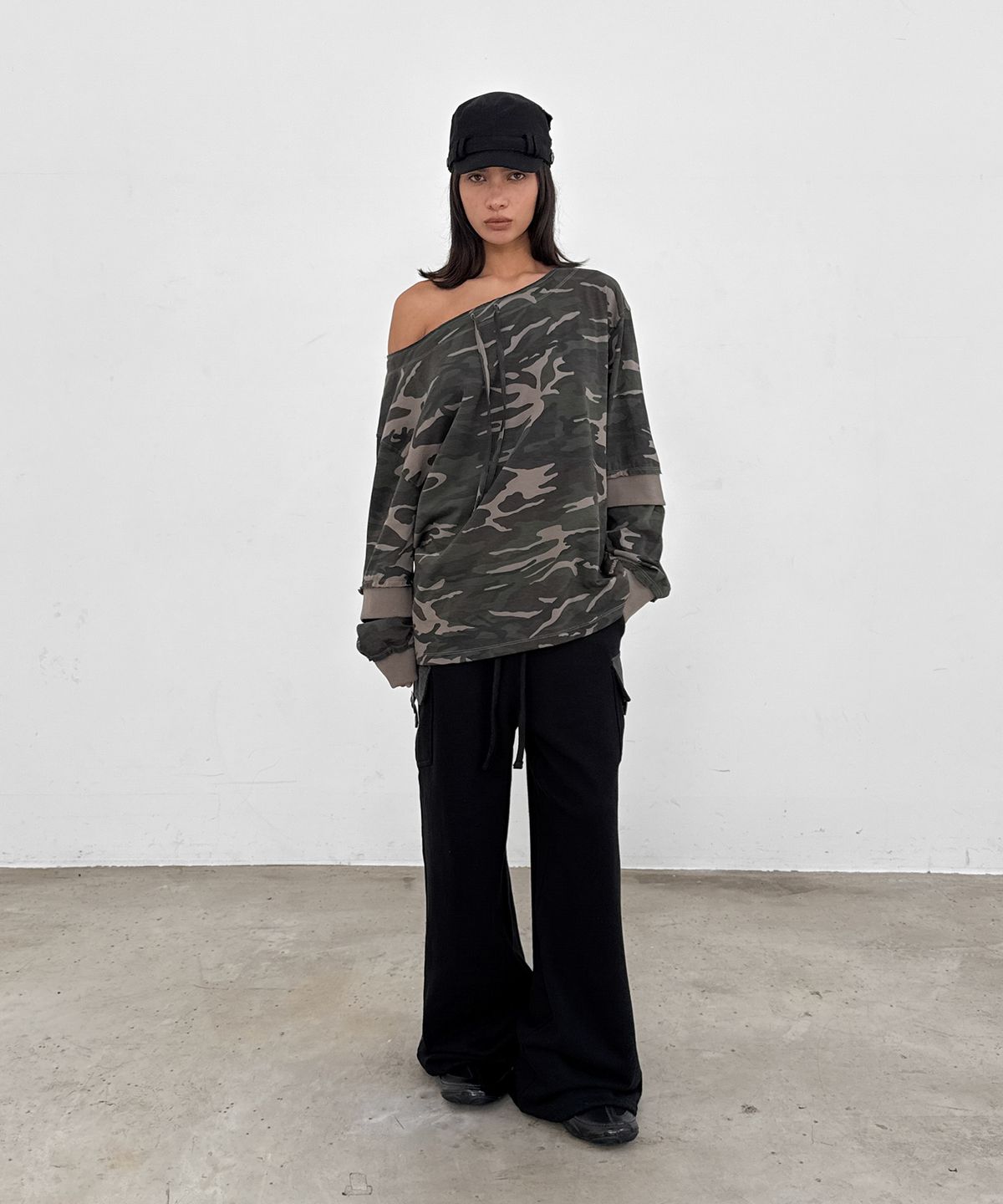 샌드릭(SANDRIC) Overfit Drawstring Tee_Camo